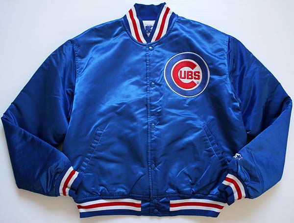 90s USA製 STARTERスターター MLB CHICAGO CUBS ナイロンスタジャン 青 