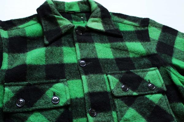 60s UNKNOWN バッファローチェック ウール シャツジャケット 緑×黒 - Sixpacjoe Web Shop