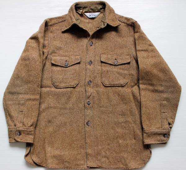 70s Woolrichウールリッチ ウールシャツ L 薄茶 - Sixpacjoe Web Shop