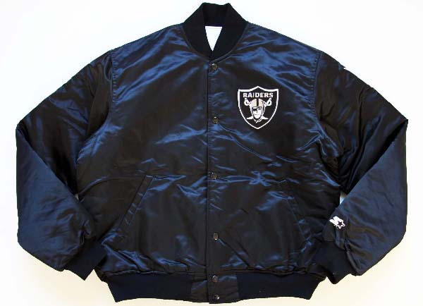 90s USA製 STARTERスターター NFL RAIDERSレイダース ナイロンスタジャン 黒 L