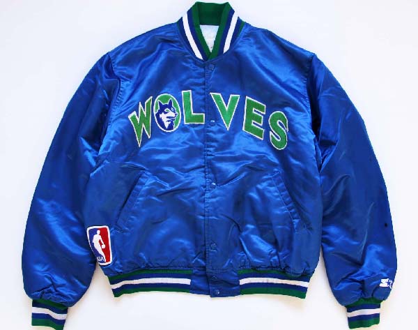 90s USA製 STARTERスターター NBA WOLVES ナイロンスタジャン XL