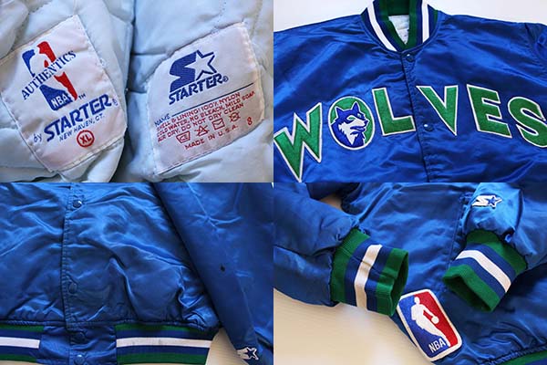 90s USA製 STARTERスターター NBA WOLVES ナイロンスタジャン XL