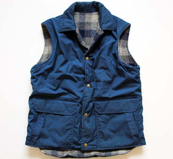 70s Woolrichウールリッチ リバーシブル ベスト 紺 M - Sixpacjoe Web Shop