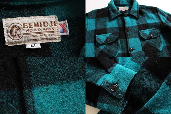 USA製 BEMIDJIベミジ バッファローチェック ウール シャツジャケット 青×黒