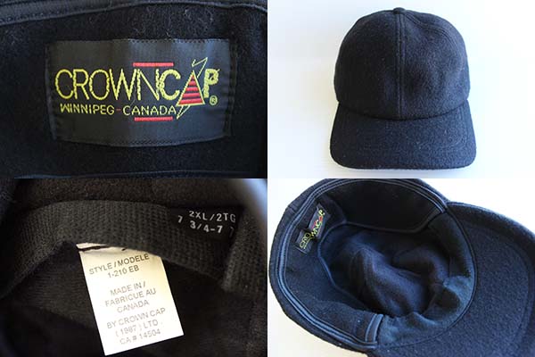 カナダ製 CROWN CAP 耳当て付き ウールキャップ 黒 2XL - Sixpacjoe 