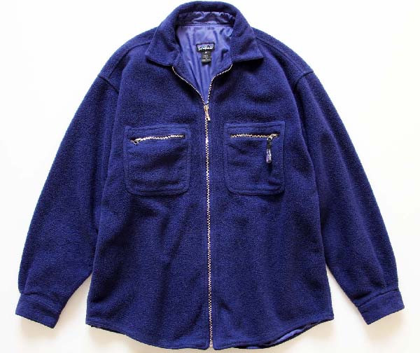 90s USA製 patagoniaパタゴニア フリースシャツジャケット 青紫 M