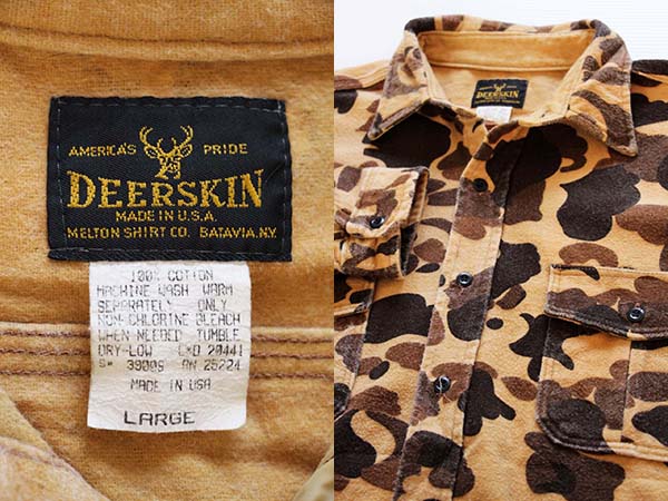 USA製　DEERSKIN  ネルシャツ　2XL カモ柄　ハンター　狩猟