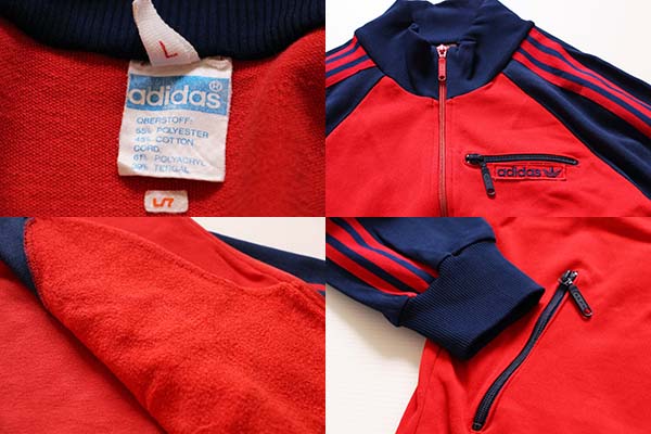 80s adidasアディダス ツートン ハイネック トラックジャケット 赤×紺