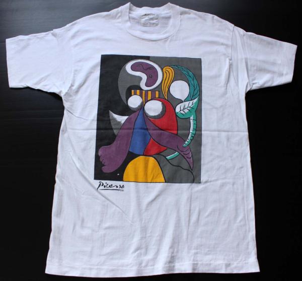 80s USA製 Picassoピカソ アート コットンTシャツ 白 XL