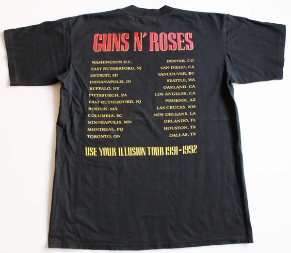 90s USA製 GUNS N' ROSESガンズアンドローゼズ USE YOUR ILLUSION TOUR 1991-1992 コットン