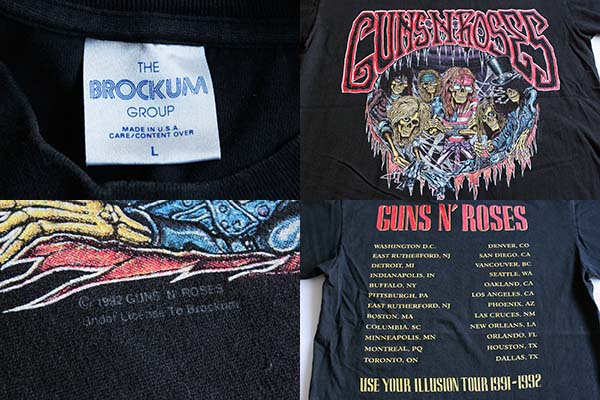 90s USA製 GUNS N' ROSESガンズアンドローゼズ USE YOUR ILLUSION TOUR 1991-1992 コットン  バンドTシャツ L