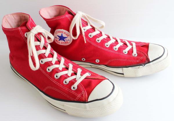 70s USA製 CONVERSEコンバース ALL STARオールスター HI 当て布 赤 12 ...