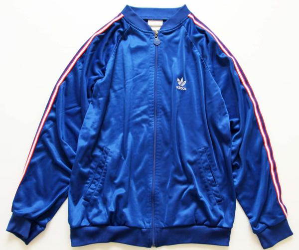 80s adidasアディダス ジャージ 青★トラックジャケット