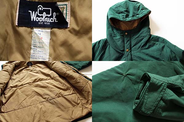 80s USA製 Woolrichウールリッチ 中綿入り マウンテンパーカー 緑 M