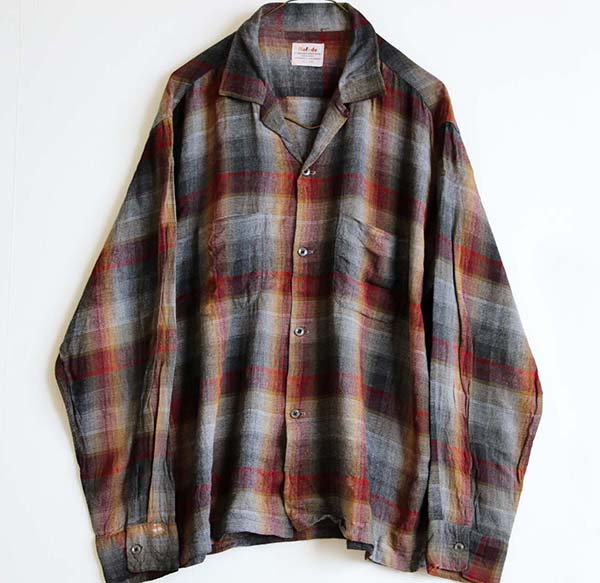 60s Nofade オンブレチェック レーヨンシャツ L - Sixpacjoe Web Shop