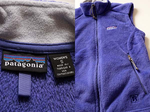 00s USA製 patagoniaパタゴニア R2 POLARTEC フリースベスト 青紫 W-S