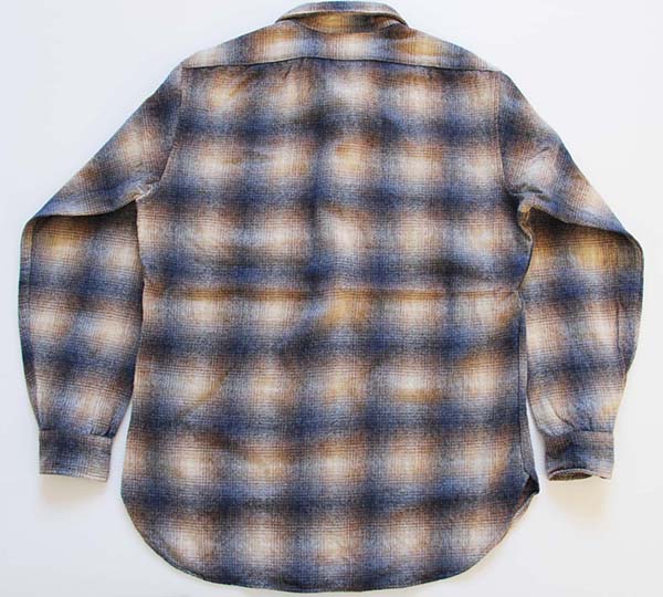 70s USA製 PENDLETONペンドルトン オンブレチェック ウールシャツ M