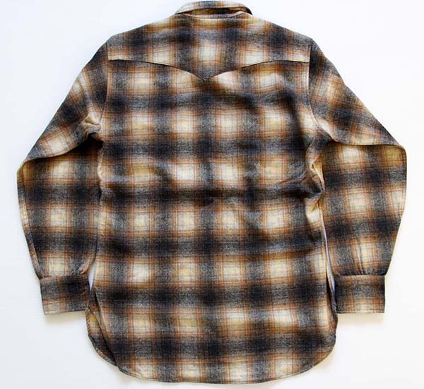 70s PENDLETONペンドルトン オンブレチェック ウール ウエスタンシャツ M - Sixpacjoe Web Shop