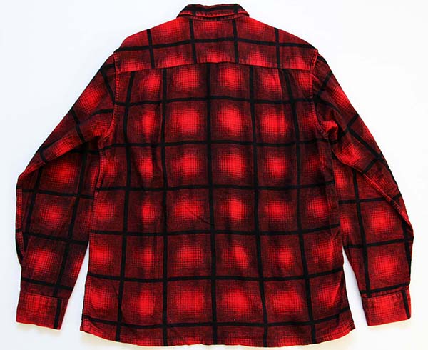 50s Smiths オンブレチェック プリントネルシャツ 赤×黒 M - Sixpacjoe 