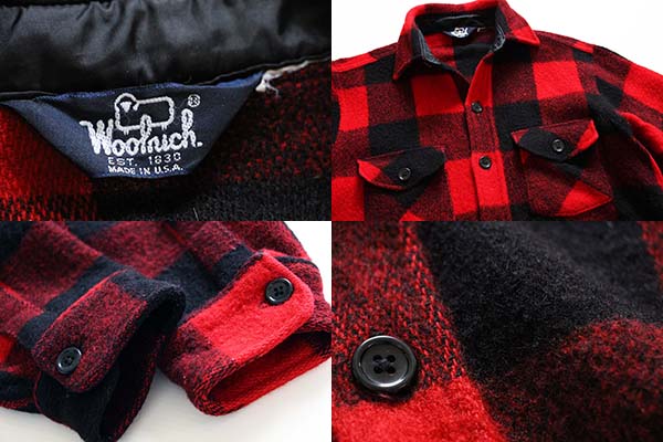 80s USA製 Woolrichウールリッチ バッファローチェック ウール シャツジャケット 赤×黒 - Sixpacjoe Web Shop