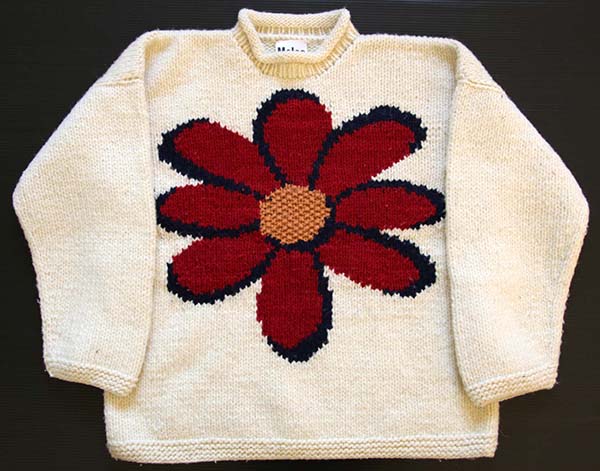 エクアドル製 花柄 ウール ハンドニット セーター