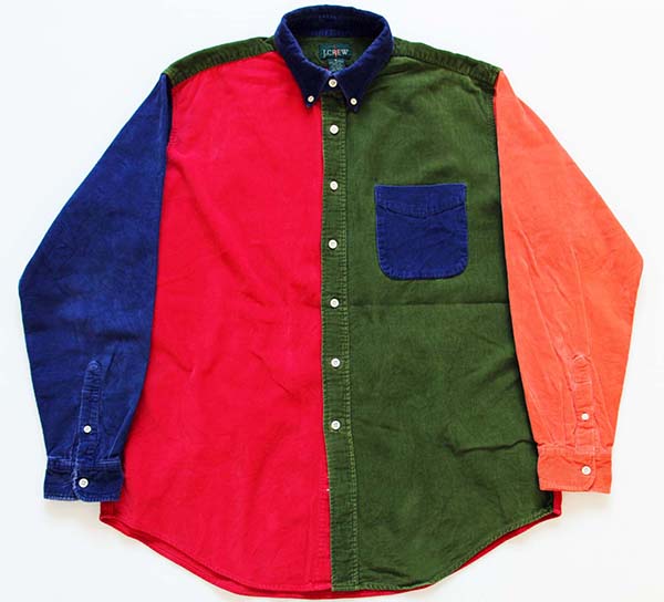 90s J.CREW マルチカラー コーデュロイシャツ ボタンダウン