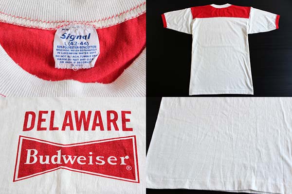 80s Budweiserバドワイザー Tシャツ 赤×白 L - Sixpacjoe Web Shop