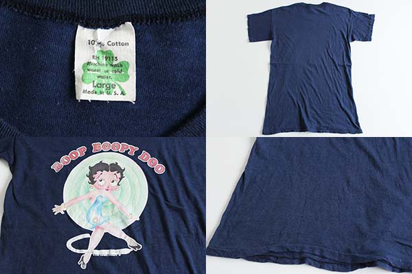 VINTAGE 70's 80's Betty Boop Tシャツ 染み込み