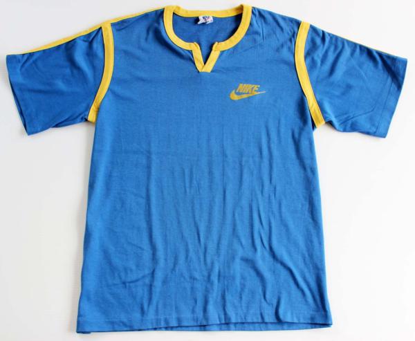 70s USA製 NIKEナイキ ロゴ Tシャツ 青×黄 L
