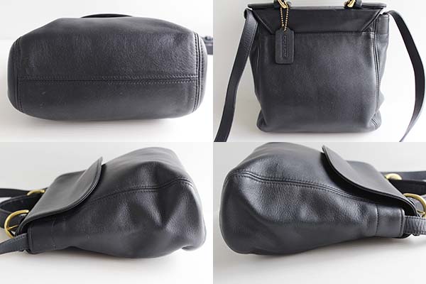 USA製 COACH オールド コーチ 2WAY レザーショルダーバッグ 紺☆4158 