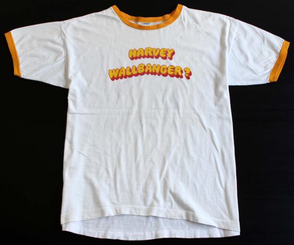 70s USA製 Championチャンピオン HARVEY WALLBANGER? 両面 染み込みプリント コットン リンガーTシャツ