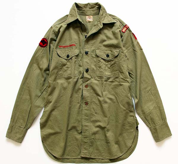 40s BSA ボーイスカウト チェンジボタン マチ付き コットンシャツ 