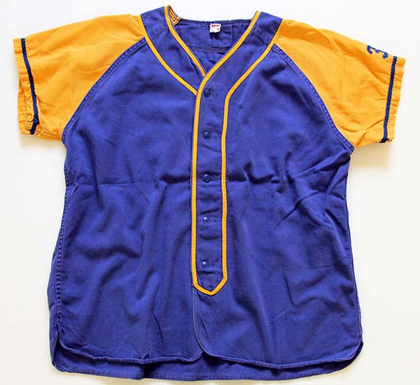 60s Southern ベースボールシャツ 青紫×黄 L - Sixpacjoe Web Shop