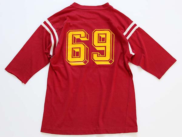 70s ARTEX 69 ナンバリング フットボールTシャツ 赤 L - Sixpacjoe Web 
