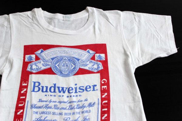 70s USA製 Budweiserバドワイザー 染み込みプリント コットンTシャツ