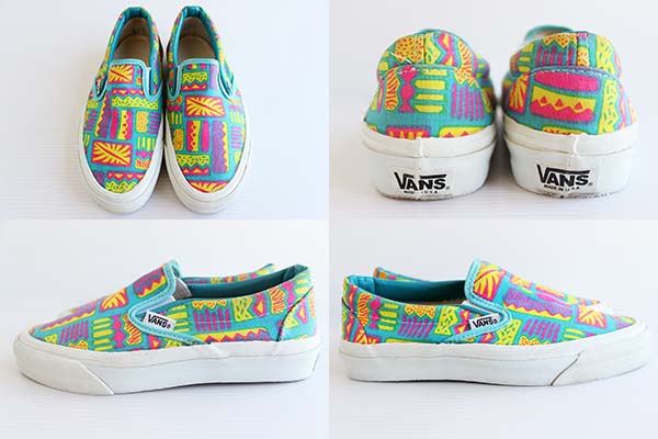 80s Usa製 Vansバンズ 総柄 スリッポン 蛍光 4 5 Sixpacjoe Web Shop