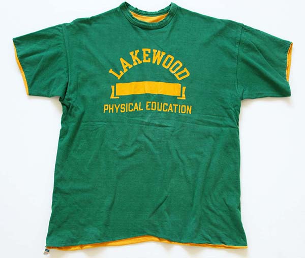 70s USA製 Championチャンピオン リバーシブルTシャツ 緑×黄 XL 