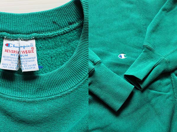 90s USA製 Reverse Weave リバースウィーブ エメラルド 緑