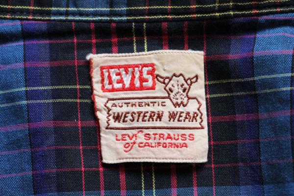 50s LEVI'Sリーバイス ショートホーン チェック ウエスタンシャツ 