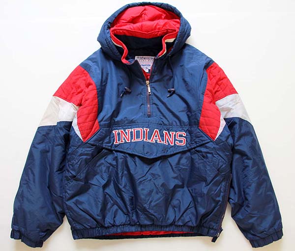 00s STARTERスターター MLB INDIANS 中綿入り ナイロンパーカー L - Sixpacjoe Web Shop