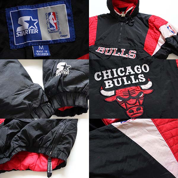 00s STARTERスターター NBA BULLS シカゴ ブルズ 中綿入り ナイロンパーカー M