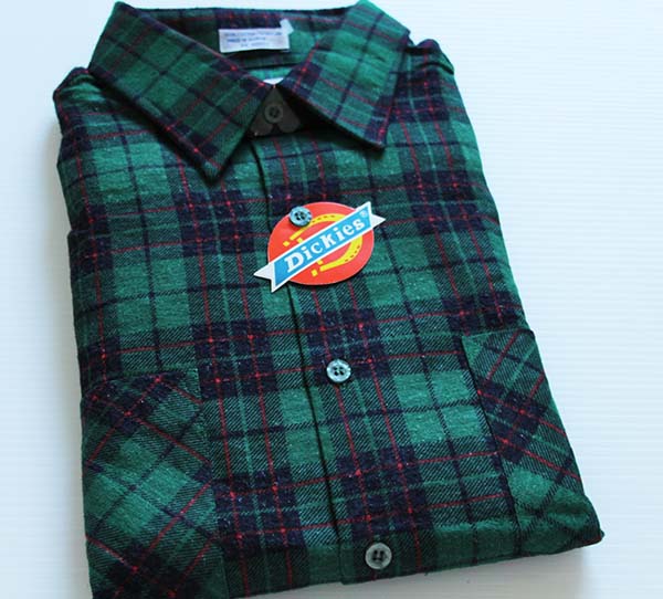 90s Dickies 中綿 ネルシャツ ジャケット チェック 茶XL S210