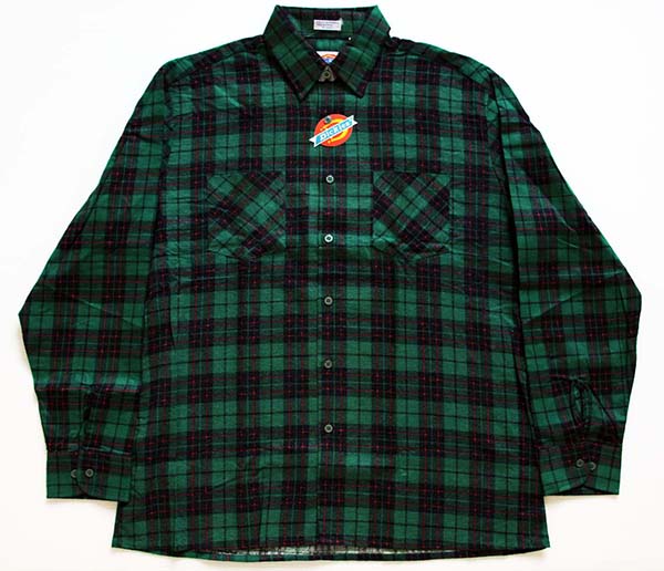 90s Dickies 中綿 ネルシャツ ジャケット チェック 茶XL S210