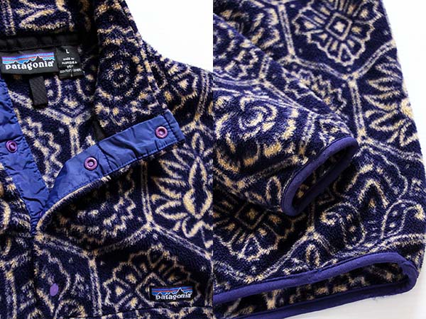 90s USA製 patagoniaパタゴニア 総柄 フリース スナップT L - Sixpacjoe Web Shop