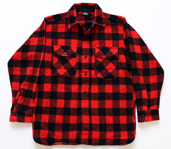50s King Kole チェック マチ付き ウールシャツ 赤×黒 - Sixpacjoe Web