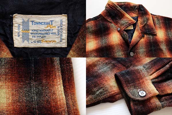 70s TOWNCRAFT オンブレチェック ウールシャツ L - Sixpacjoe Web Shop