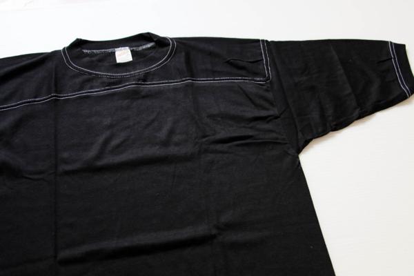 デッドストック☆80s USA製 sportswear 無地 フットボールTシャツ 黒 L