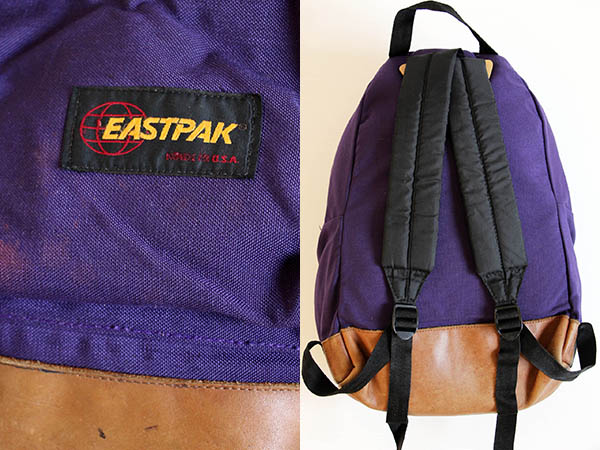 usa製　eastpak イーストパック　紫　ボトムレザー　パープル