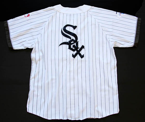 90s STARTERスターター MLB WHITE SOXホワイトソックス ピンストライプ ベースボールシャツ 白 L