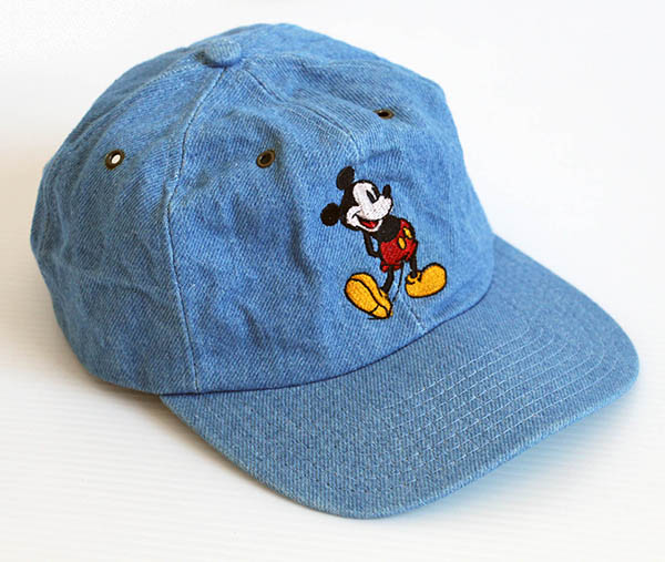 90s USA製 Disneyディズニー ミッキー マウス 刺繍 デニムキャップ
